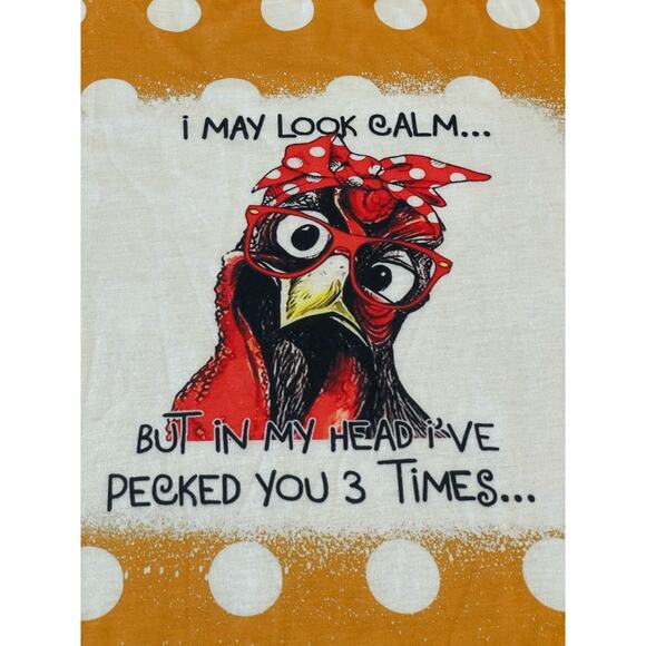 Chicken Humor t-shirt yellow and whiet polka dot  Medium - Picture 5 of 9